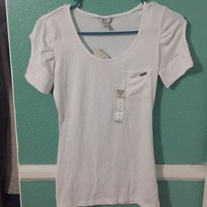 Guess white cold shoulder shirt